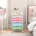 thumbnail image 2 of Utility Cart with 5 Drawers,Storage Drawer Cart with Wooden Tabletop and Lockable Wheels,Craft Storage Trolley Cart,5-Tier Rolling Utility Cart on Wheels,Rainbow, 2 of 17