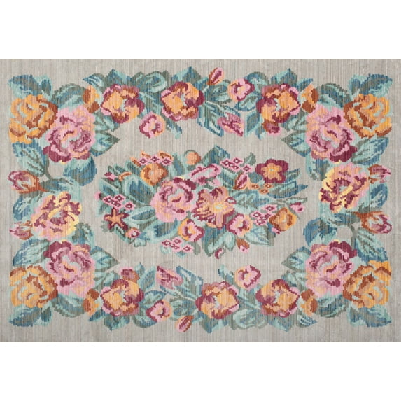 Ahgly Company Indoor Rectangle Traditional Orange Salmon Pink Medallion Area Rugs, 2' x 5'