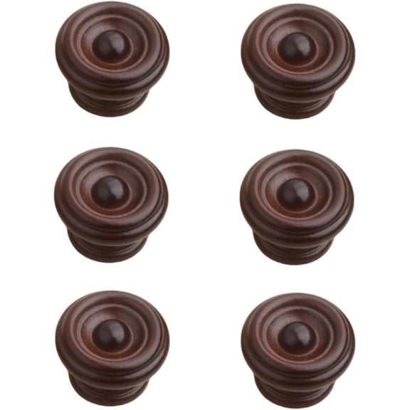 Gamvdout Cabinet Knobs 6Pcs Drawer Wardrobe Cabinet Door Round Cabinet Single Hole Mushroom Wooden Handle Brown