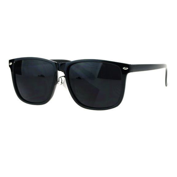 Mens Classic Thin Plastic Horned Rim Hipster Sunglasses Black