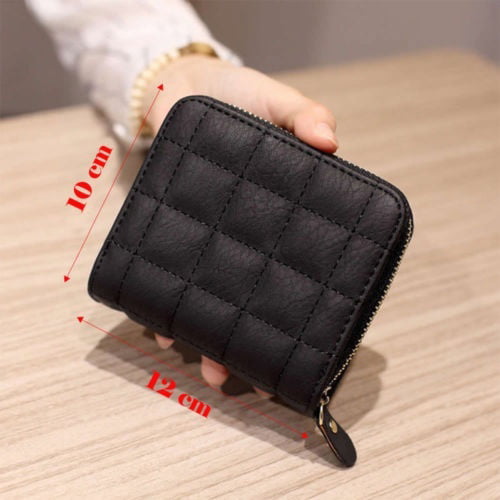 Women Ladies Leather Small Mini Wallet Card Key Holder Zip Coin