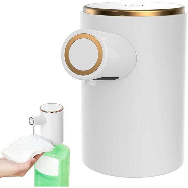 Dispensador automático de jabón con sensor infrarrojo, dispensador de jabón líquido con carga USB, dispensador de jabón de espuma impermeable IPX4 para baño, cocina, hotel (blanco)