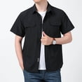 thumbnail image 4 of Afdoent Shirt For Men Male Short Sleeve Shirt Casual Loose Solid Color Workwear Summer Shirt Classic Fit Summer Tops, 4 of 5