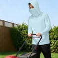 thumbnail image 5 of hlysgo Men's Sun Protection Shirt with Pockets Summer Long Sleeve Cooling Hooded Shirt for Outdoor Work Breathable Workout Hiking UV Clothing Light Blue,3XL, 5 of 8