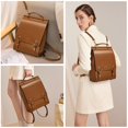 thumbnail image 3 of Cnoles Mochila De Cuero Monedero Para Mujer Moda Señoras Bolsos Vintage Casual Universidad Mochilas De Viaje Bolsa Naranja, 3 of 5