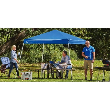 Ozark Trail 10' x 10' Instant Slant Leg Pop-up Canopy, Outdoor Shading Shelter, Blue