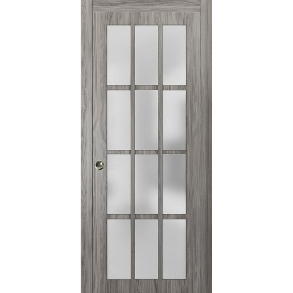 Sliding French Pocket Door 36 x 80 inches with Frosted Glass 12 Lites ...