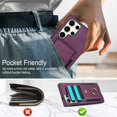 thumbnail image 4 of SaniMore for Samsung Galaxy S23 Ultra Case with Metal Rotating Ring Kickstand RFID Blocking Card Slots PU Leather Anti-scractch Wear-resitant Shockproof Wallet Cover for Samsung S23 Ultra, Purple, 4 of 9