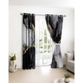 thumbnail image 3 of Black Grey Marble Blackout Curtains for Bedroom/Living Room, Thermal Insulated Kitchen Curtains, Modern Gradient Abstract Aesthetic Grommet Darkening Window Treatment Drapes 42"x84"x2, 3 of 8