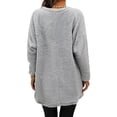 thumbnail image 3 of Paille Women Fuzzy Fleece Thicken Plush Tunic Blouse With Pockets Dailywear T-shirt Crew Neck Sport Pullover Tee Light Grey 2XL, 3 of 3
