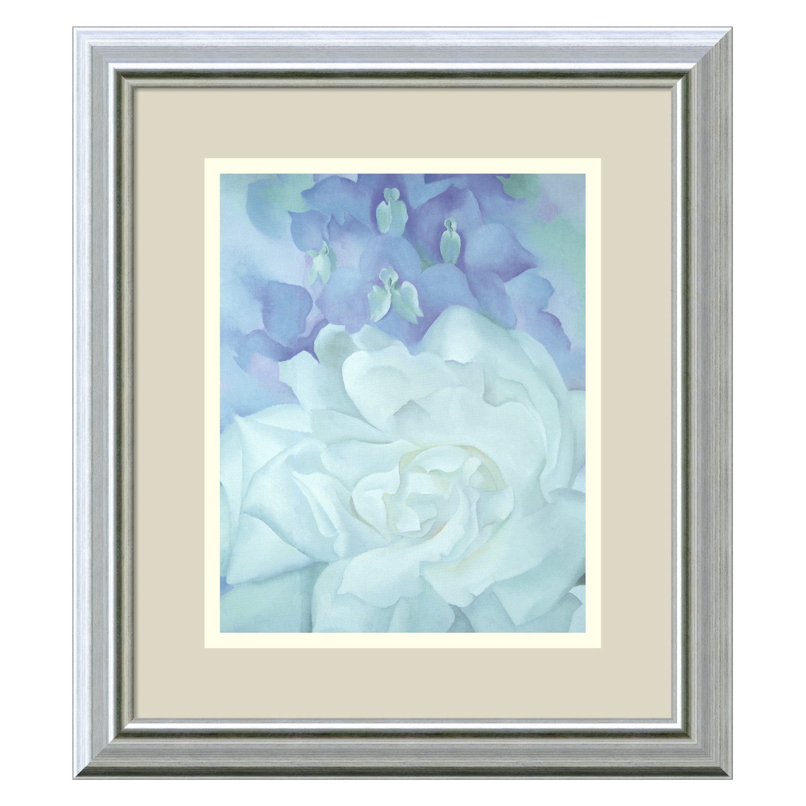 White Rose With Larkspur No 2 Framed Wall Art By Georgia O 39 Keeffe 13 99w X 15 99h In Walmart Com Walmart Com