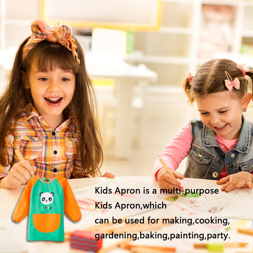 Children Long Sleeve Waterproof Apron Kid Art Craft Painting Cook Feeding  Smock