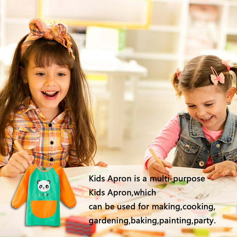 Paint Apron For Kids Long Sleeve Art Aprons Polyester Adjustable Kids  Smocks With Big Pocket Waterproof