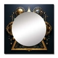 thumbnail image 2 of Designart "Ancient Compass Geometric Gold and Blue V" Modern Geometric Gold Large Square Mirror - Square Bedroom Mirror Printed Wall Decor - Modern Square Printed Wall Mirror Art, 2 of 5