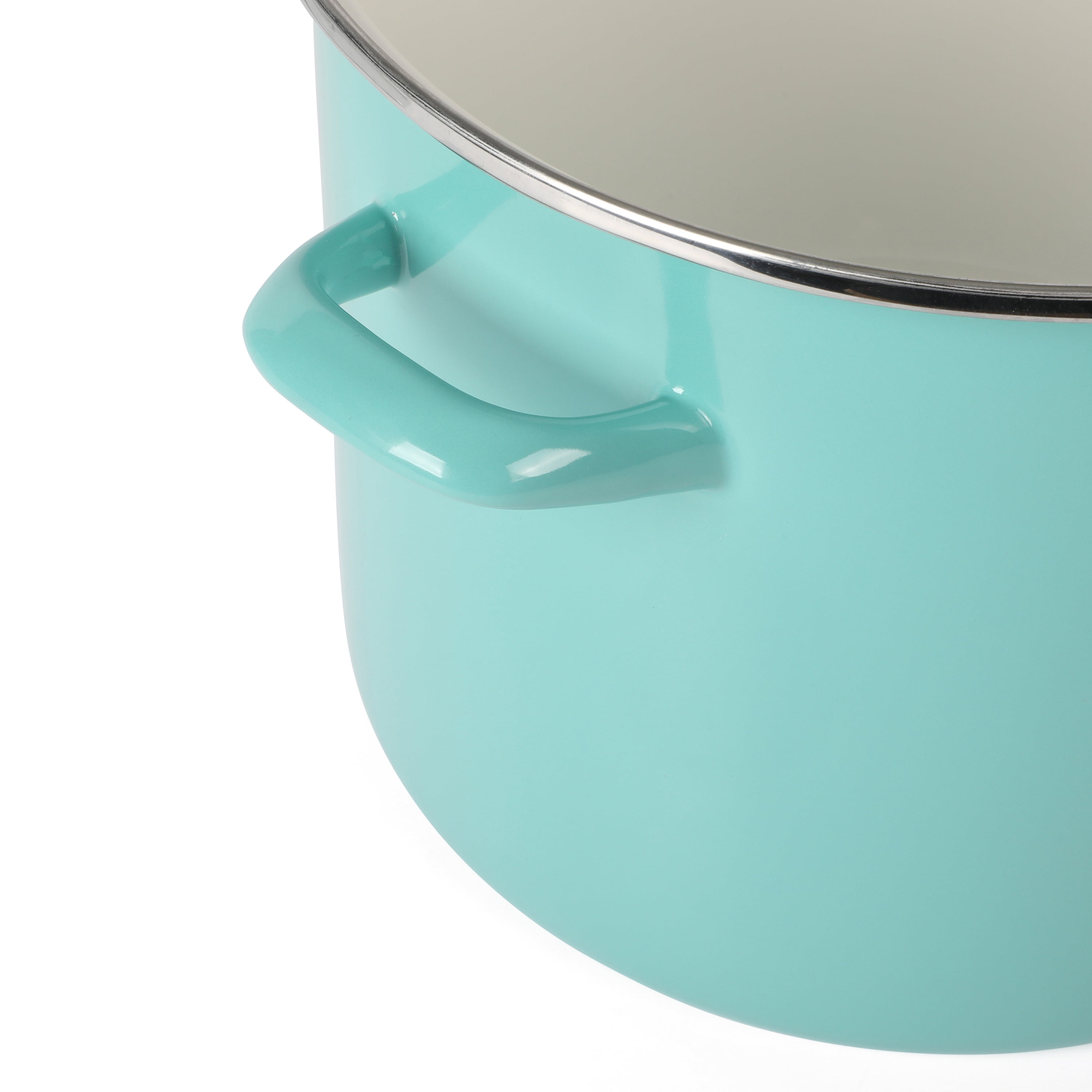 Martha Stewart Everyday Haverhill 12-Quart Teal Enamel on Steel Stock Pot with Lid