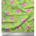 thumbnail image 1 of Soimoi Green Cotton Duck Fabric Flower & Leaves Watercolor Fabric Prints By Yard 42 Inch Wide, 1 of 3