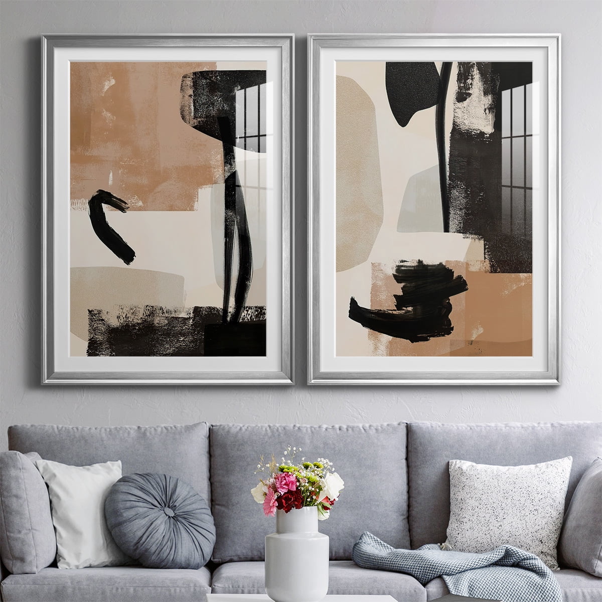 Wexford Home Selective Arrangement III Premium Framed Print, 30.5" x 42.5" - Ready to Hang, Silver (Set of 2)