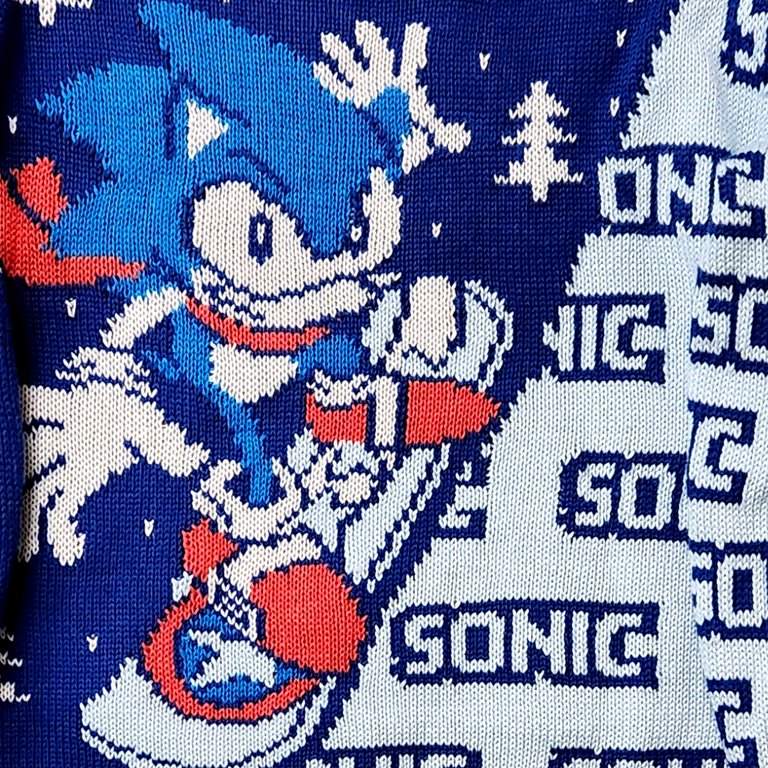 Boys Blue Snowboarding Sonic the Hedgehog Christmas Sweater X