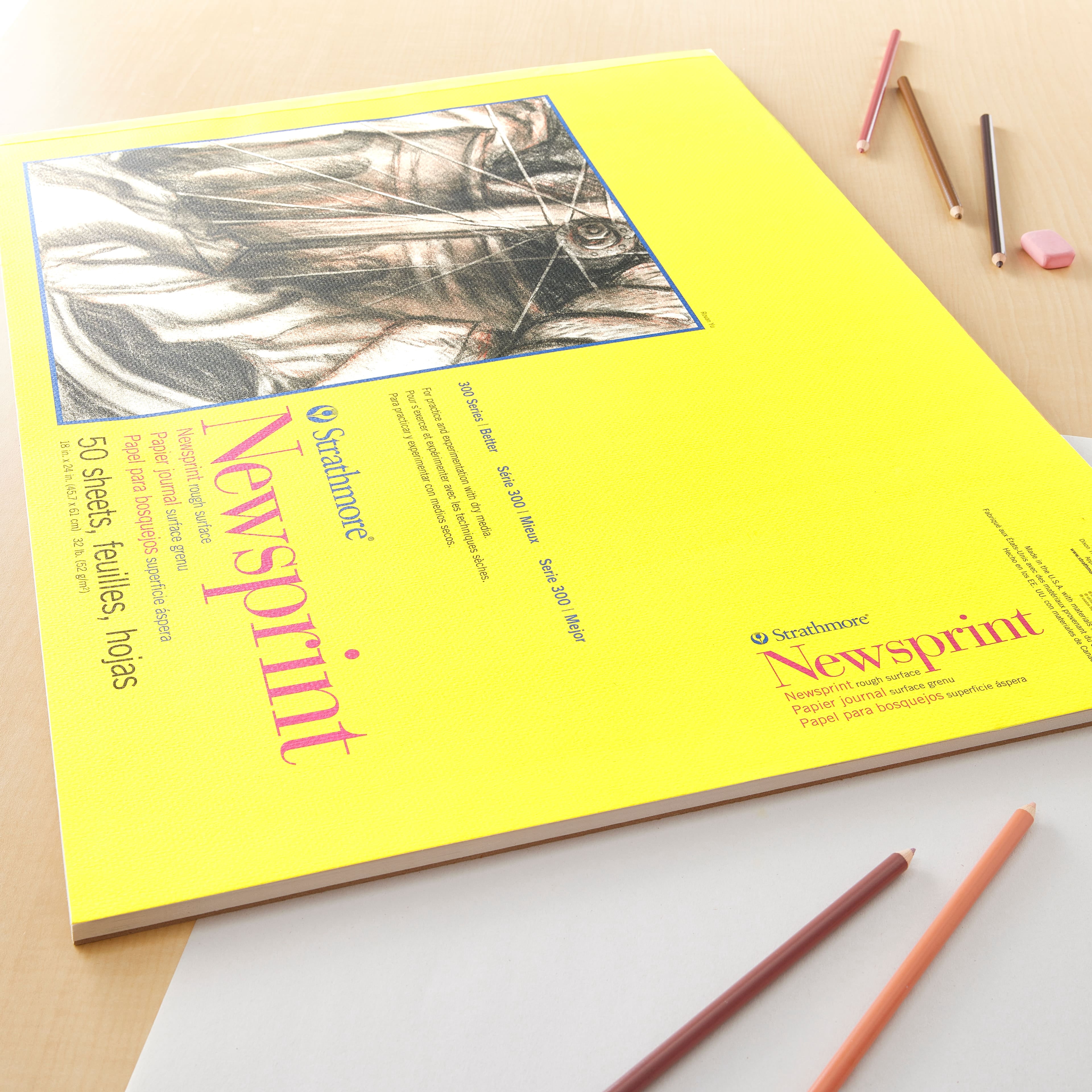 Strathmore 300 Series Newsprint Paper Pad, 18" x 24", 6 Pack