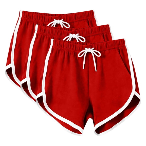 Enjoytime 3 Pack Athletic Shorts for Women Patchwork Elastic Waist Lounge Casual Summer Travel Plus Size Shorts with Pockets