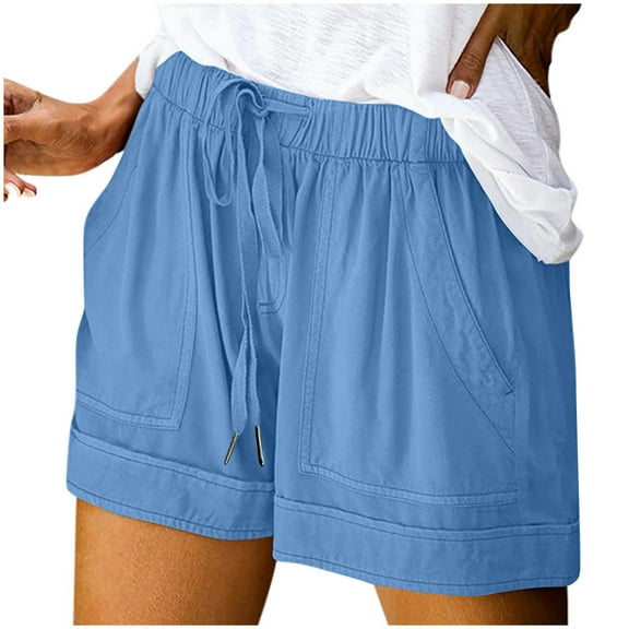 cfhntfmh Plus Size Shorts for Women Loose Elastic Waist Shorts Summer Casual Solid Color Beach Basic Short Pants