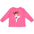 thumbnail image 3 of Inktastic Karate Girl, Cute Girl, Brown Hair, Black Belt Girls Long Sleeve Toddler T-Shirt, 3 of 5