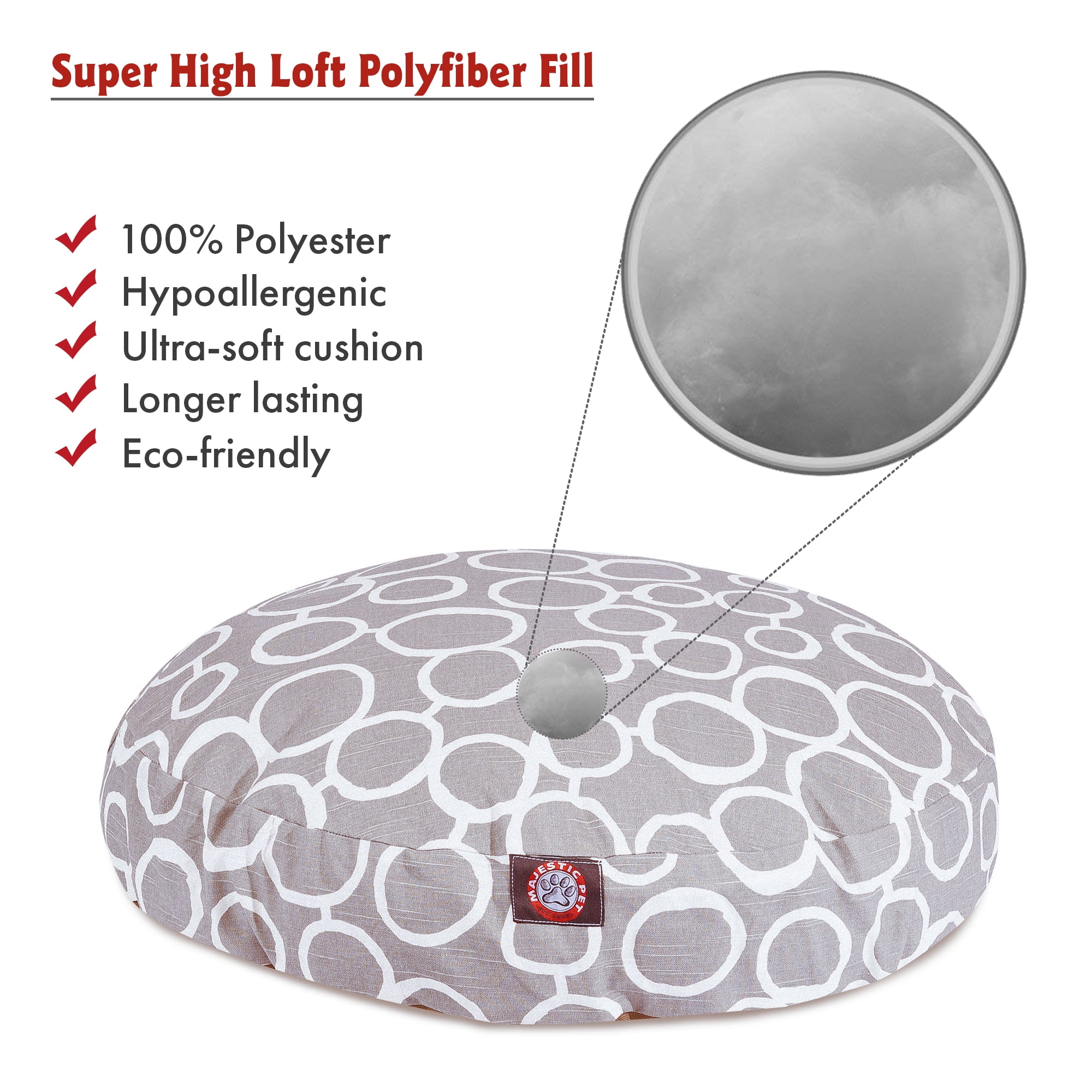 Majestic Pet Fusion Round Dog Bed Cotton Twill Removable Cover Gray Large 42 x 42 x 5