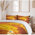 thumbnail image 6 of Ambesonne Nature Duvet Cover Set, Birds Flying at Sunset, 2-Calking, Orange, 6 of 7