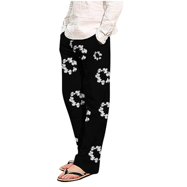 Pantalones de pijama largos de poliéster para hombre, informales, con estampado a cuadros, holgados y deportivos.