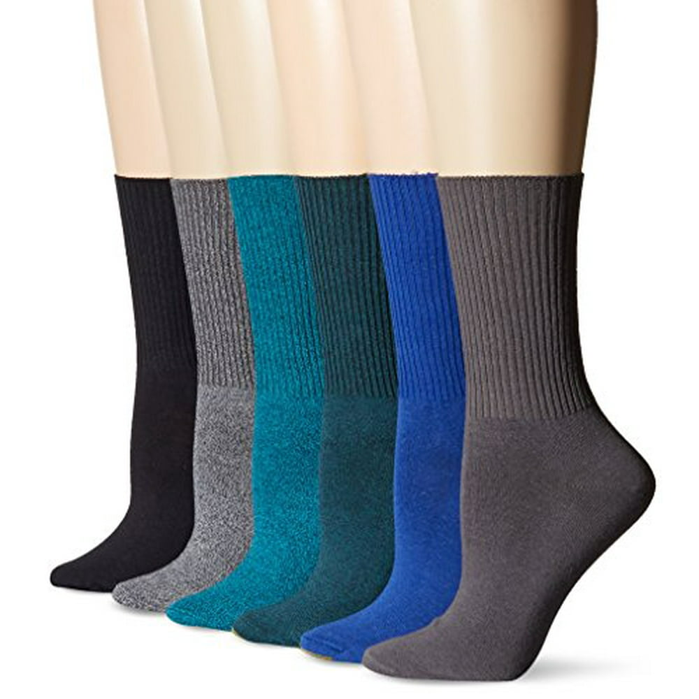 GOLDTOE Gold Toe Women's Turn Cuff Sock, Caribbean Teal/Vintage Teal/Navy Marl/Prussian Blue