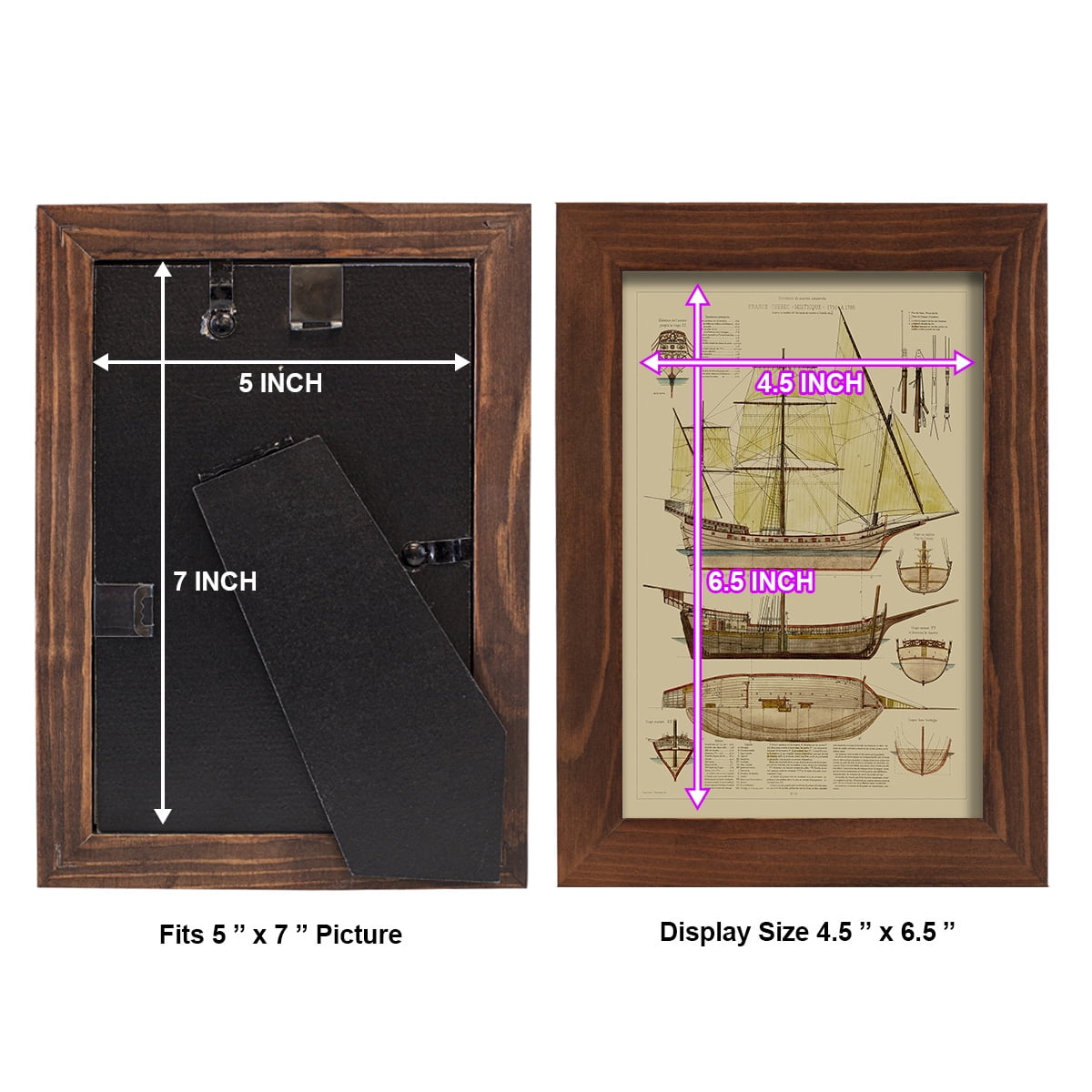 Antique Ship Plan II -Framed Print w/glass-Chestnut