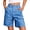 Z1-Blue, variant on Women's High Waist Cargo Bermuda Shorts, Multi-Pocket Knee-Length Casual Shorts, Durable Cotton Blend(No pockets on the back)