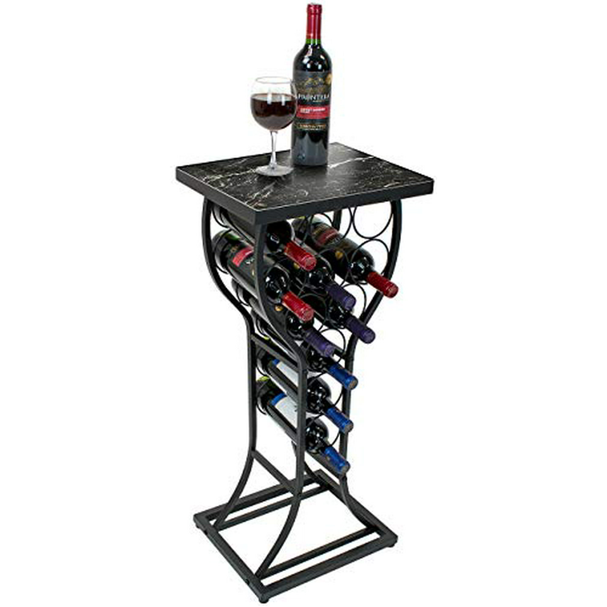 Sorbus Marble Wine Rack Console Table Freestanding Wine Storage Organizer Display Rack for Small Spaces Holds 11 Bottles Metal with Faux Marble Finish Marble Wine Rack Black Walmart