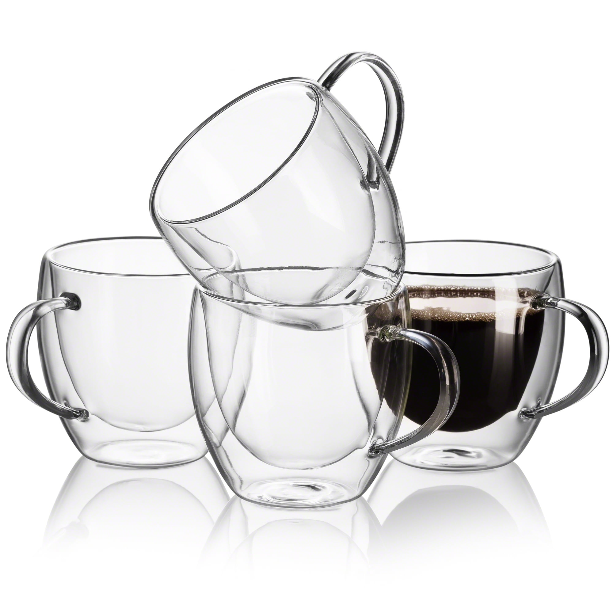 90ml HLIN Coffee Cup Set Double Walled Coffee Mugs Stainless Steel Cup & Saucer 3 Ounce