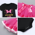 thumbnail image 7 of FYMNSI Baby Girl Toddler Kids 1/2 1st 2nd Birthday Cake Smash Outfit Short Sleeve Romper Tutu Skirt Bowknot Headband 3pcs Set 6 Months Black Hot Pink, 7 of 7