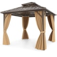 thumbnail image 1 of Costway Pavillon à Toit Rigide 10 X 10 Pi avec Rideau, Double Toit Robuste en Métal Galvanisé, 1 of 9