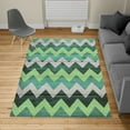 thumbnail image 2 of Chevron Turkish Area Rug, Zig Zag Lines Pattern on Wooden Looking Background Rustic Home Print, Soft Carpet for Living Room Decor with Distressed Look, 4' X 5.7', Sea Green, by Ambesonne, 2 of 4