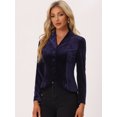 thumbnail image 3 of Blazer con solapa con muescas para mujer, manga larga, para oficina, negocios, con botones, de terciopelo Morado Oscuro L, 3 of 6