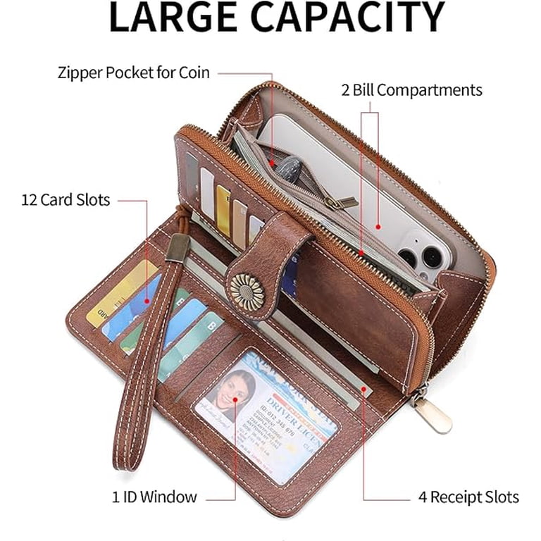 GMDISC Women's Leather Wallet, Large Capacity with RFID Blocking photo 4