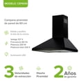 thumbnail image 3 of Campana para cocina de pared piramidal 60 cm Acero Inoxidable, 3 Velocidades, Doble Filtro de malla lavable y Filtro de carbón activado, Luz LED, Extrae y Purifica Negro AVERA CEP60N, 3 of 10