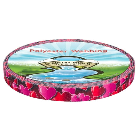 Country Brook Design - Romantic Hearts Polyester Webbing (5/8 Inch, 20 Yards)