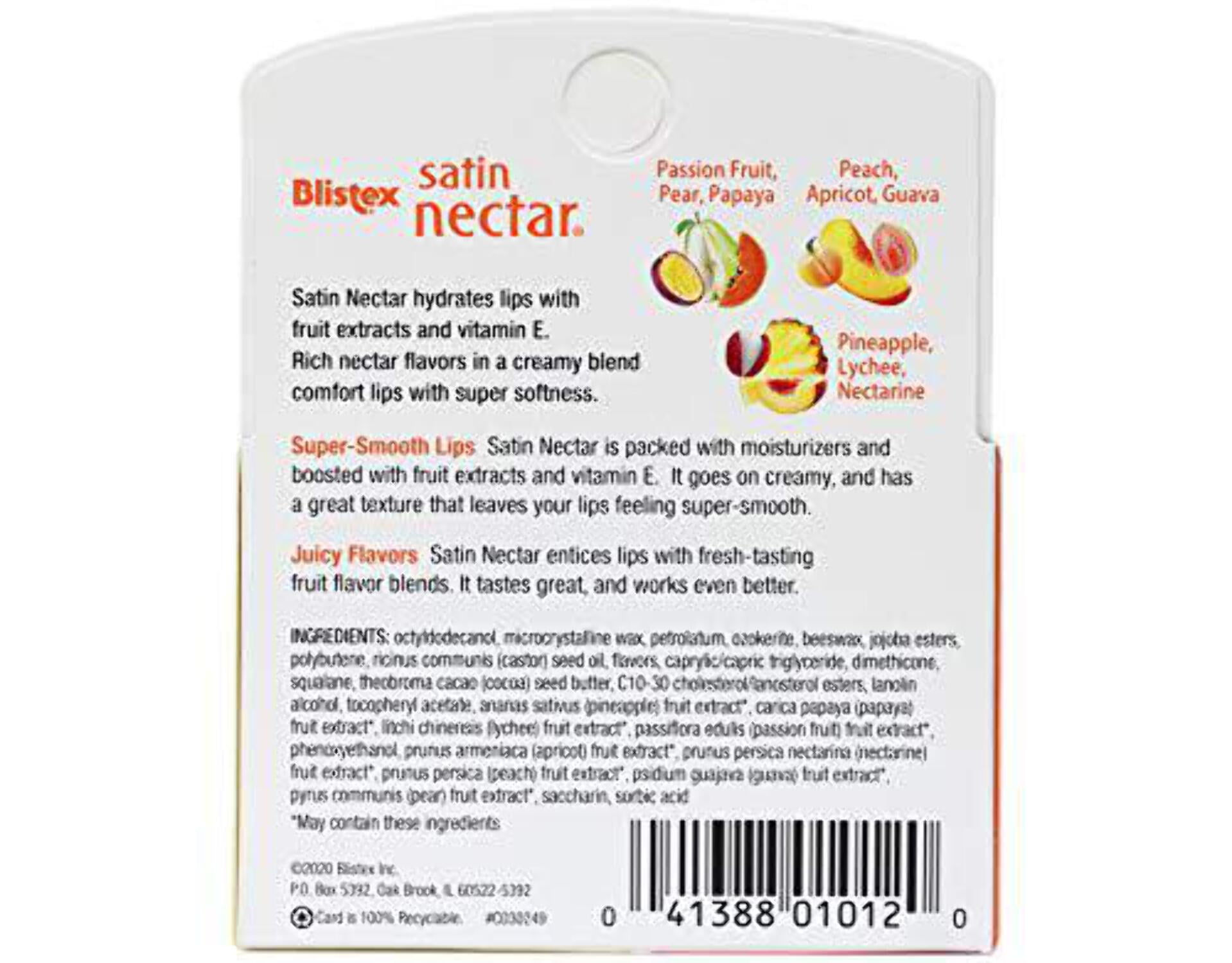 (6 pack) Blistex Satin Nectars Lip Balm with Fruit Extracts & Vitamin E, 3 Pk