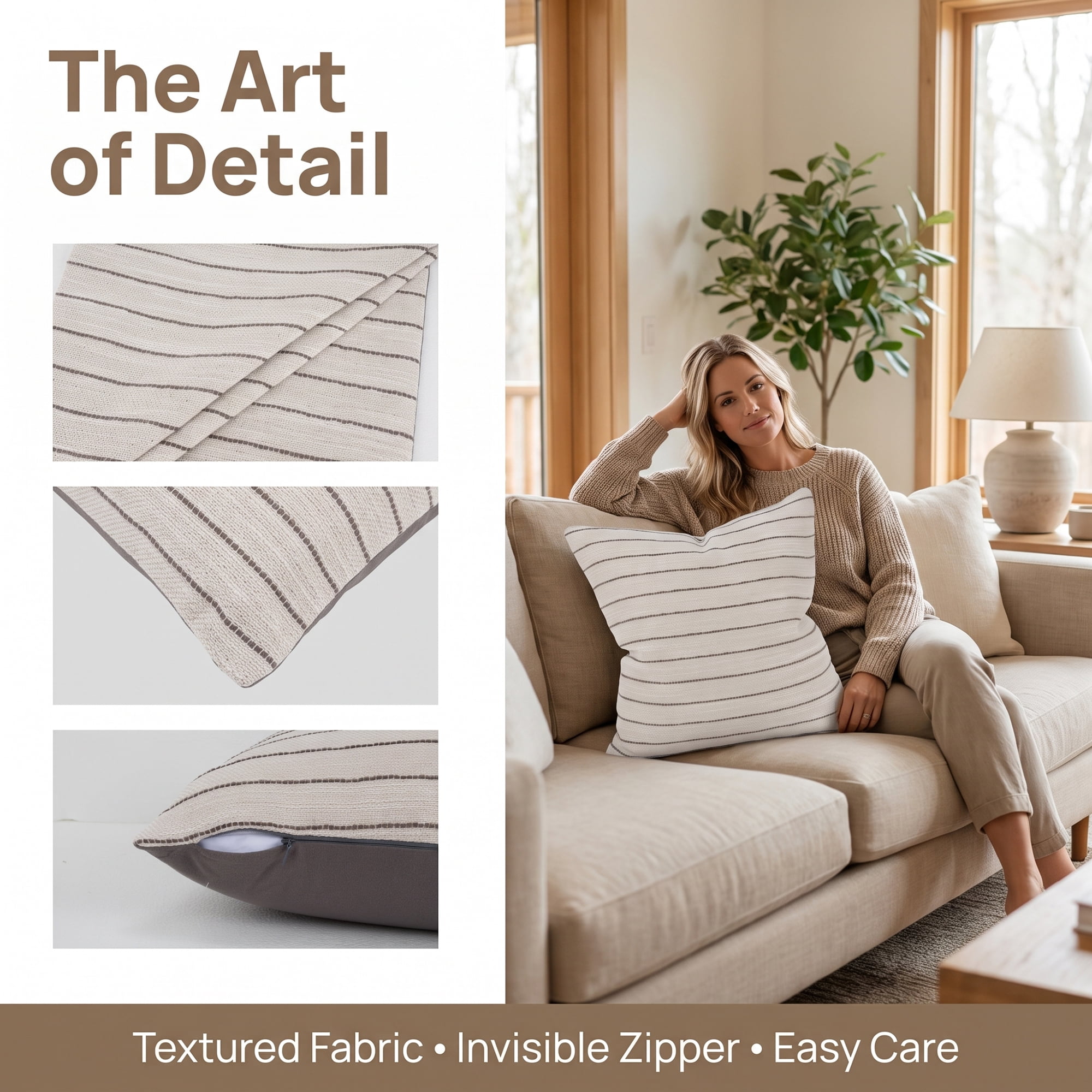 Unique Bargains Striped Geometric Throw Pillow Covers Set of 2 Cushion Cases Grey 18"x18"