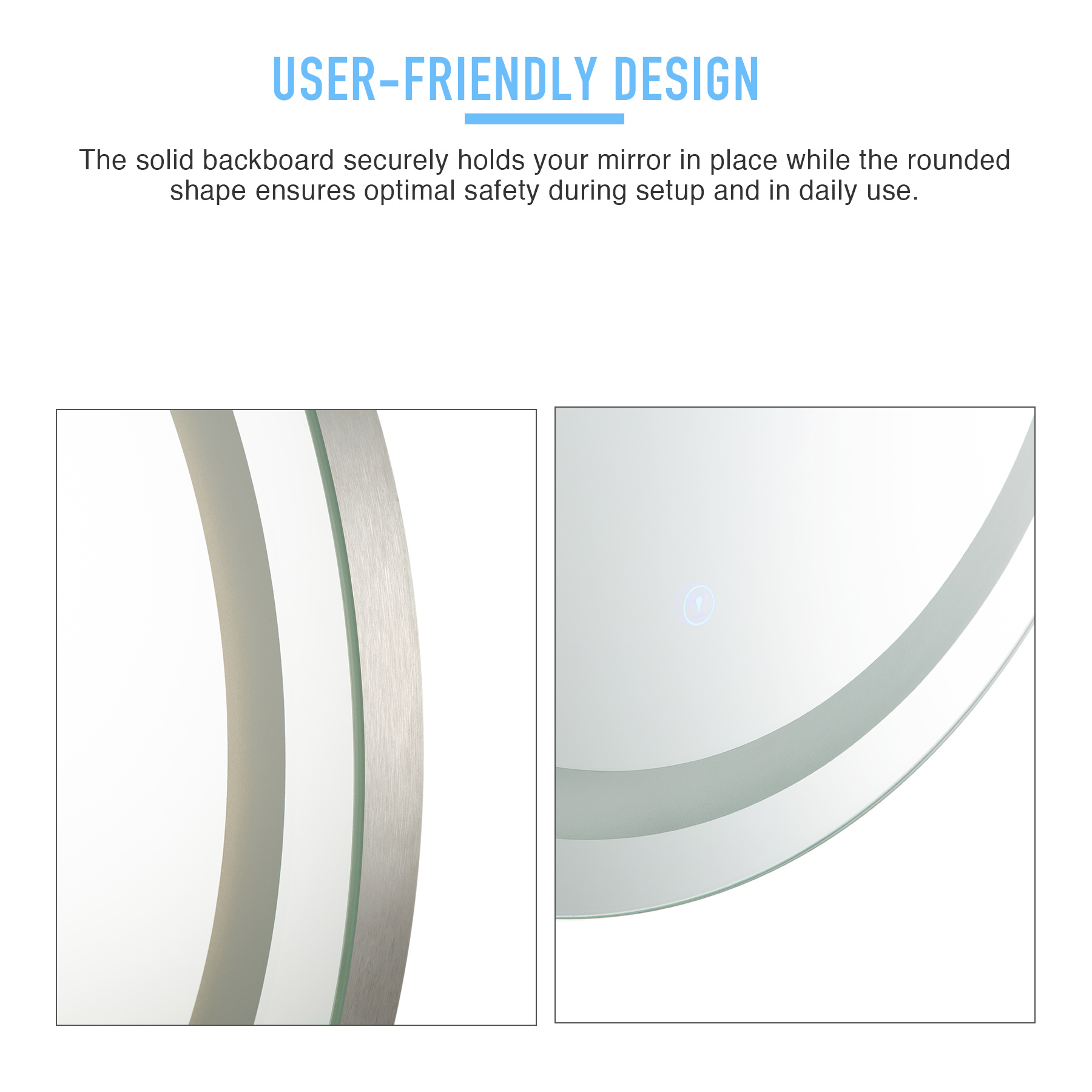 2' Silver Round Wall Mounted LED Mirror for Bedroom Desk Bathroom Vanity and More Glass Aluminum Alloy Metal