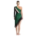 thumbnail image 3 of Haitryli Women Fringe Latin Dance Dress Irregular Hem Ballroom Tango Salsa Latin Dance Dress Green XXL, 3 of 8