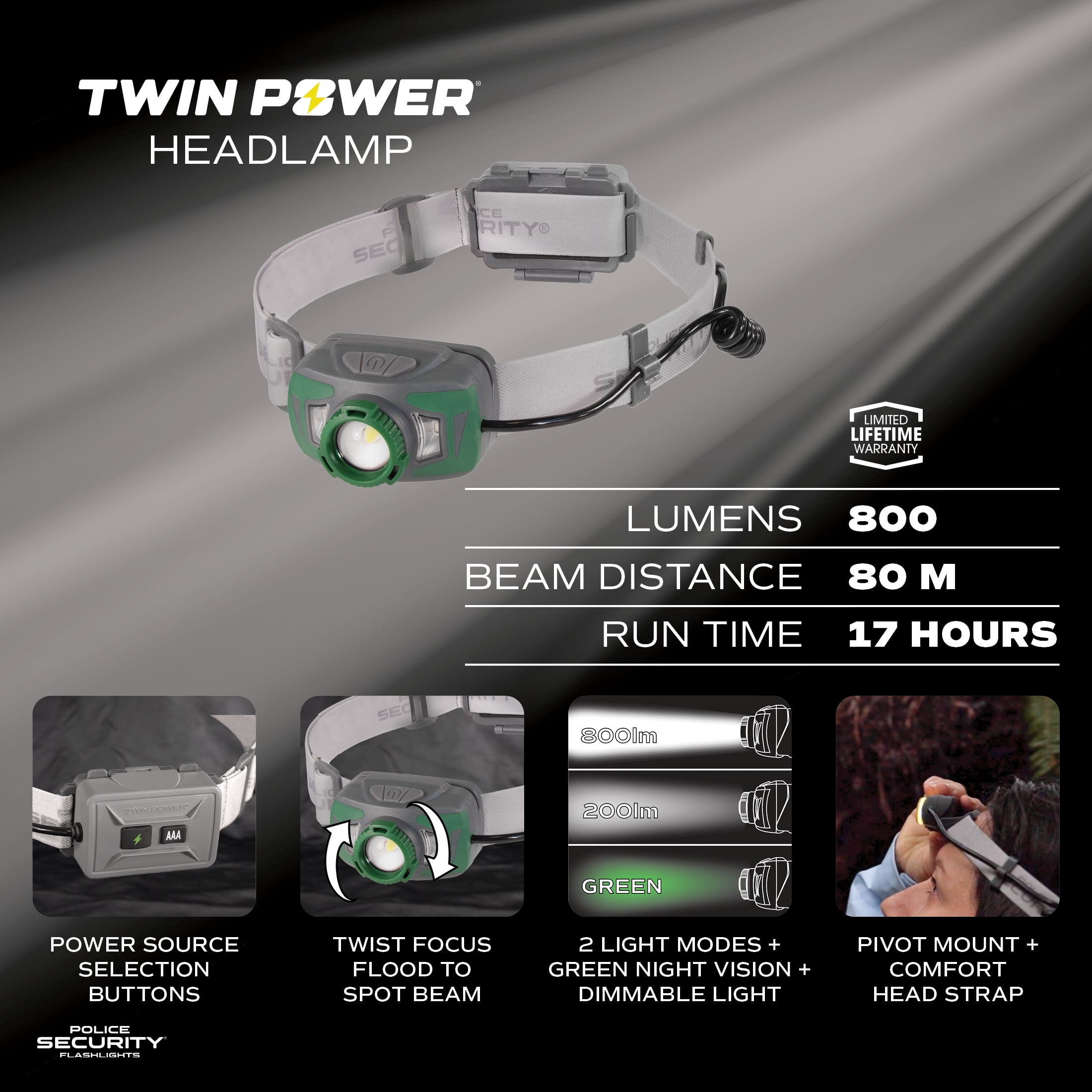 Police Security Twin Power 800L Headlamp