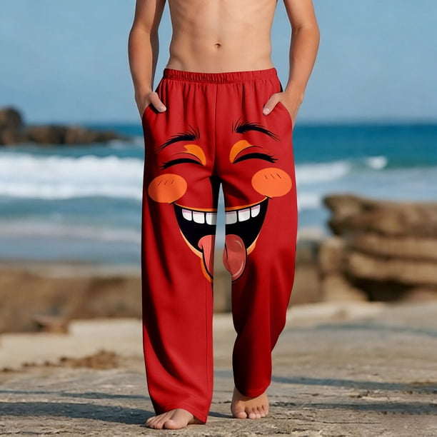 Pantalones largos para niños y niñas, de moda, estampados, casuales, de playa, con bolsillos.