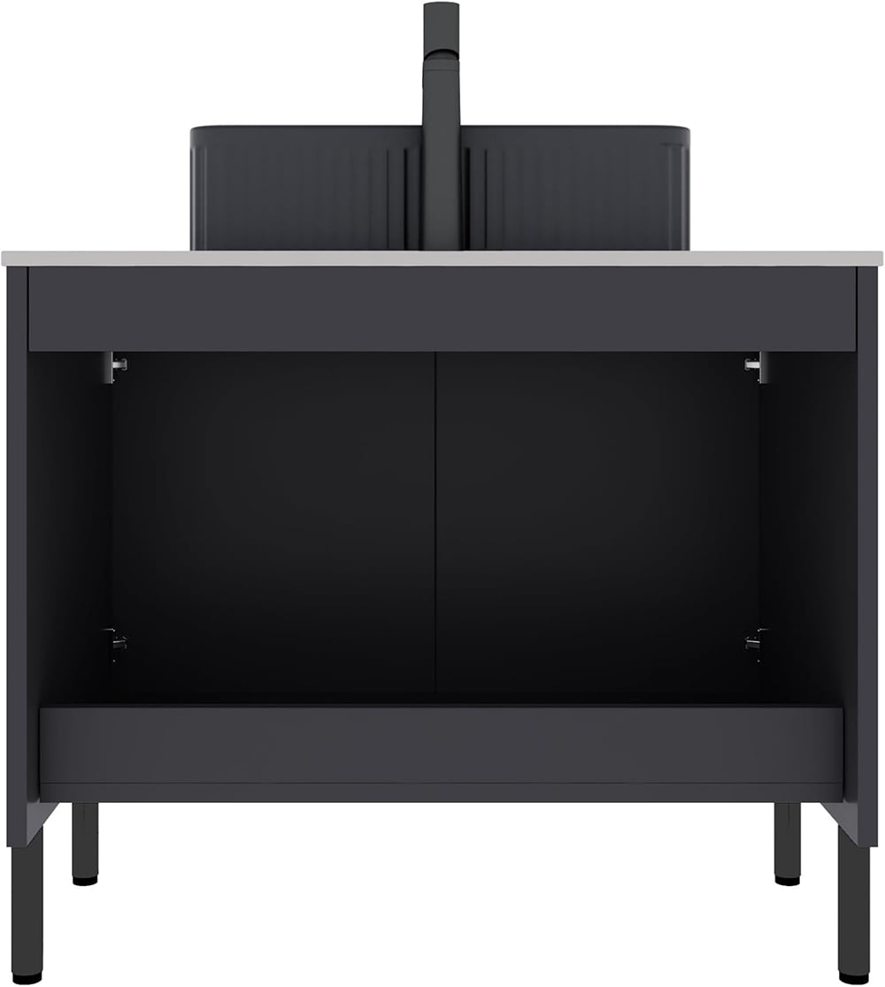 MIDOQIN MIDOQIN 30" Bathroom Vanity with Sink, Freestanding Bathroom Storage Cabinet with 2 Doors & Ceramic Basin Bathroom Vanity Cabinet