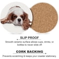 thumbnail image 6 of Round Drink Coasters, 1 Pcs Sad Spaniel Lying on White Absorbent Ceramic Coaster with Cork Base for Coffee Cups Housewarming Gift for Home Decor, 6 of 6