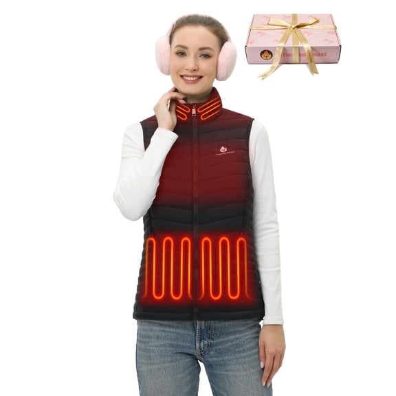 Thermo Beast Women's 4-Zone Electric Heated Vest with Battery Pack, Black, L